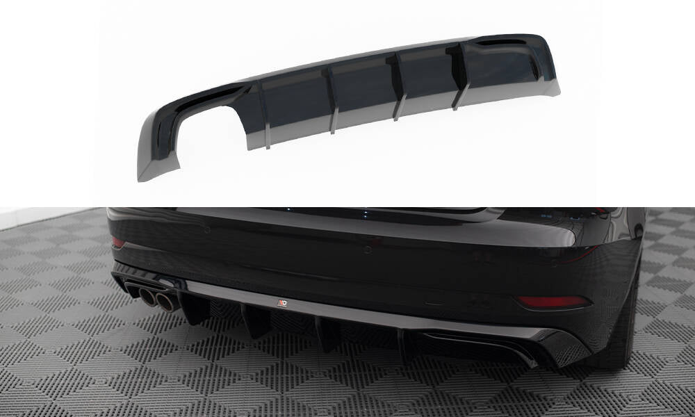 Maxton Design Diffusor Heck Ansatz passend für Audi A3 Sportback 8V Facelift (Doppelauspuff li.)