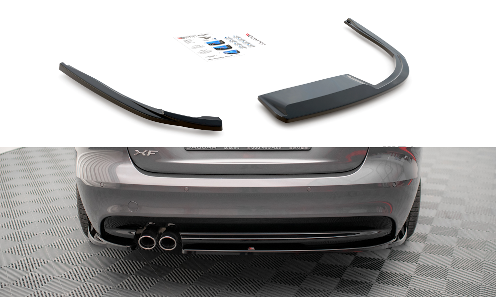 Maxton Design Heck Ansatz Flaps Diffusor passend für Jaguar XF R-Sport X260 schwarz Hochglanz