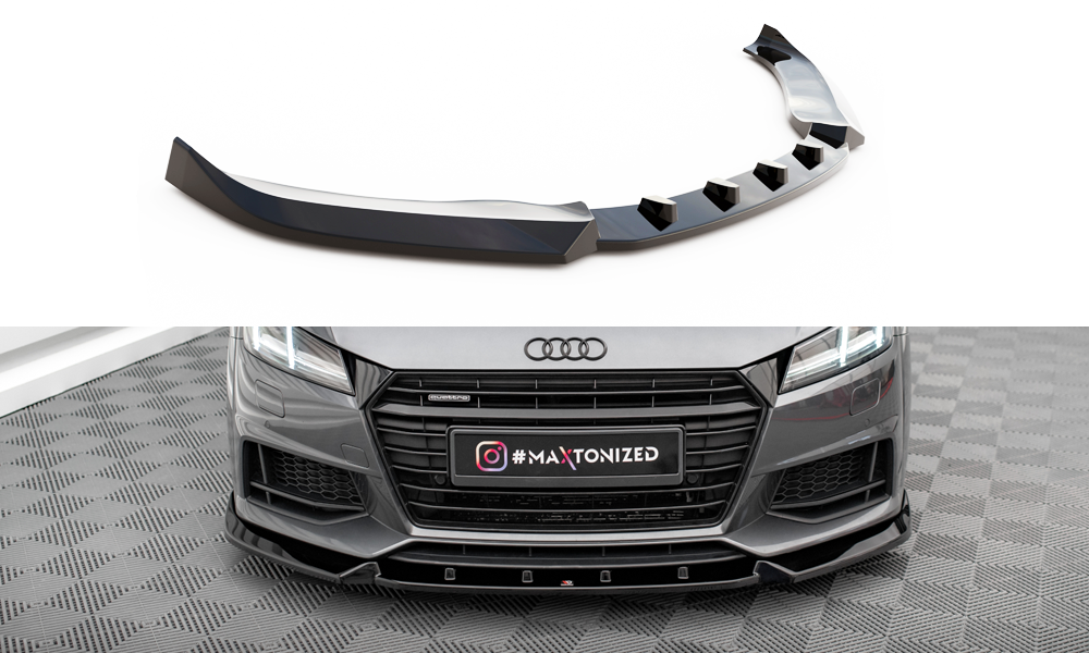 Maxton Design Street+ Spoilerlippe Front Ansatz V.2 passend für Audi TT S / S-Line 8S schwarz Hochglanz