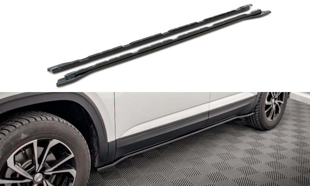 Maxton Design Street+ Seitenschweller Leisten passend für VW Atlas Cross Sport schwarz Hochglanz