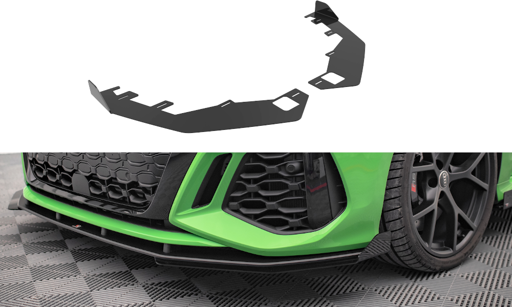 Maxton Design Front Stoßstange Flaps passend für Audi RS3 8Y schwarz Hochglanz
