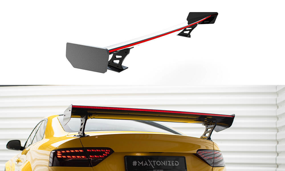 Maxton Design Carbon Spoiler With External Brackets Uprights + LED Audi A5 Coupe 8T für Audi A5 / S5 / RS5