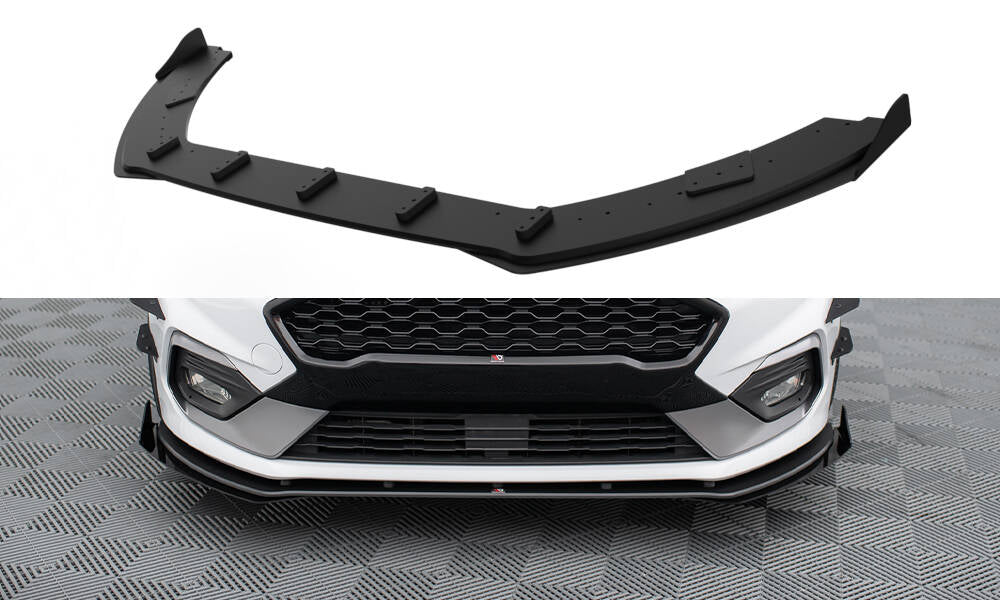 Maxton Design Street Pro Street+ Spoilerlippe Front Ansatz passend für + Front Stoßstangen Racing Flaps passend passend für Ford Fiesta Mk8 ST / ST-Line schwarz Hochglanz