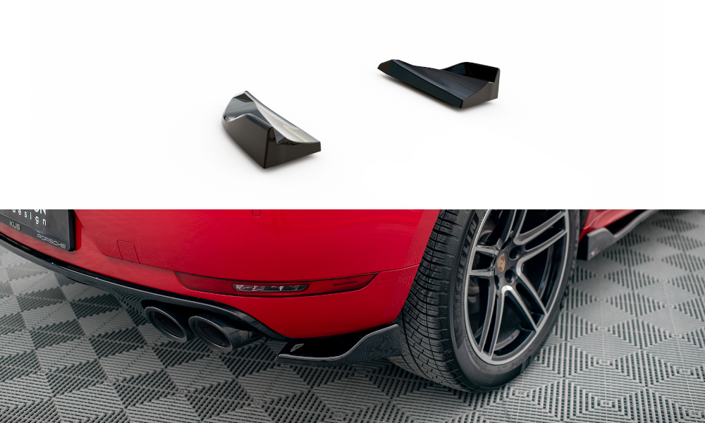 Maxton Design Heck Ansatz Flaps Diffusor passend für Porsche Macan GTS / Sport Design Mk1 Facelift schwarz Hochglanz