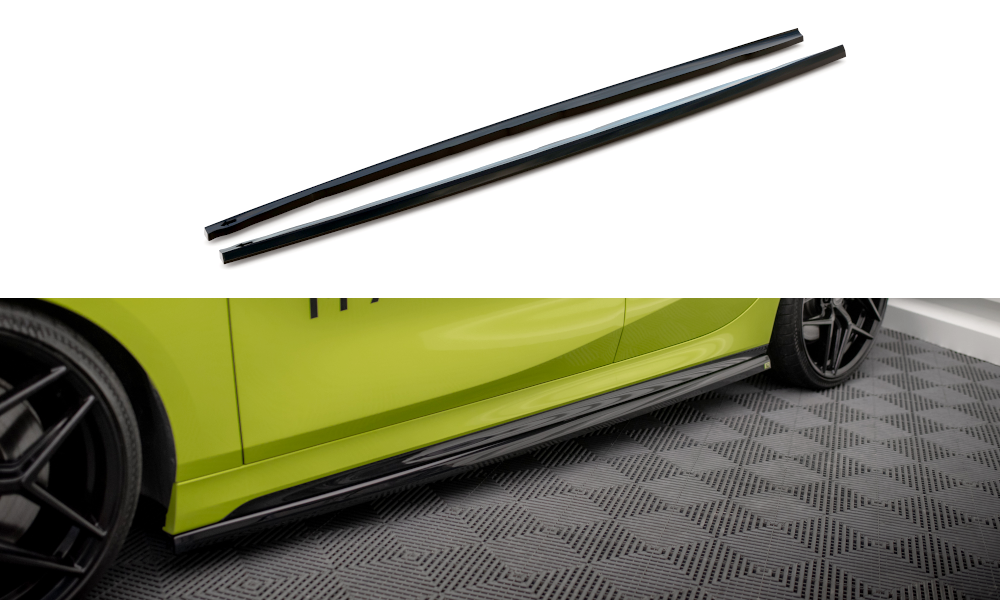 Maxton Design Street+ Seitenschweller Leisten passend für V.4 BMW 1er M-Paket/ M135i / 128ti F40 schwarz Hochglanz