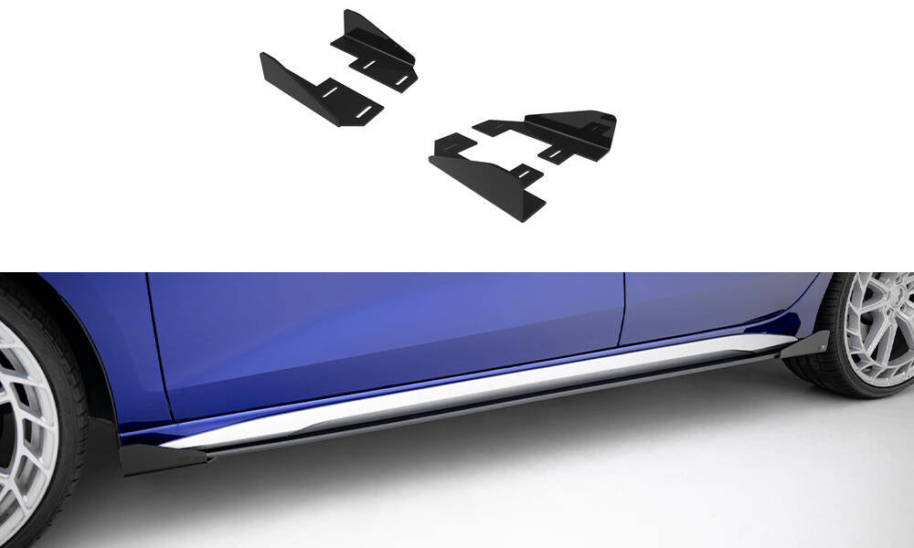 Maxton Design Seitenschweller Flaps passend für Audi A3 S-Line Limousine / S3 Limousine 8Y Facelift schwarz Hochglanz