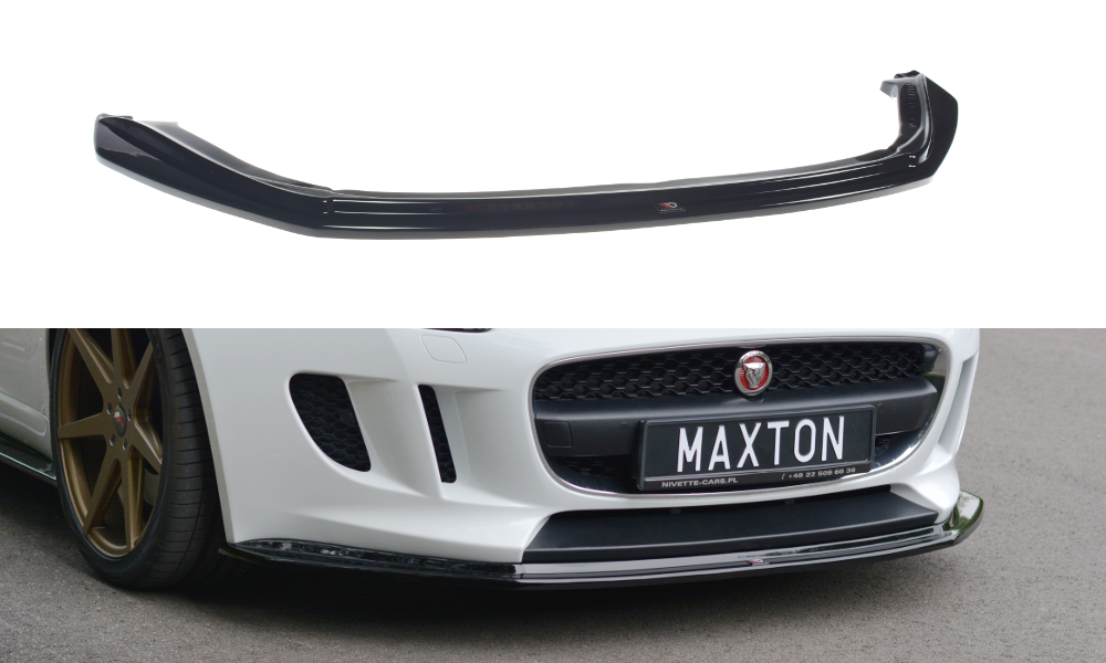 Maxton Design Street+ Spoilerlippe Front Ansatz V.1 passend für JAGUAR F-TYPE X152 schwarz Hochglanz