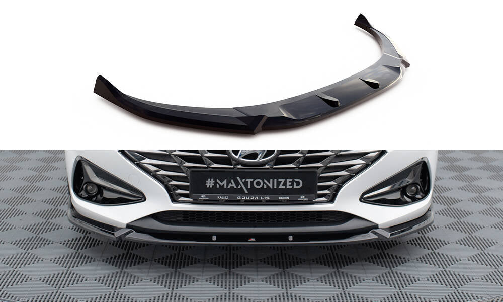 Maxton Design Street+ Spoilerlippe Front Ansatz V.2 passend für Hyundai I30 Mk3 Facelift schwarz Hochglanz