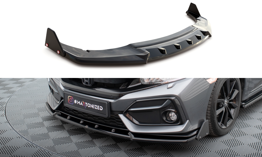 Maxton Design Street+ Spoilerlippe Front Ansatz + Flaps passend für Honda Civic Sport Mk 10