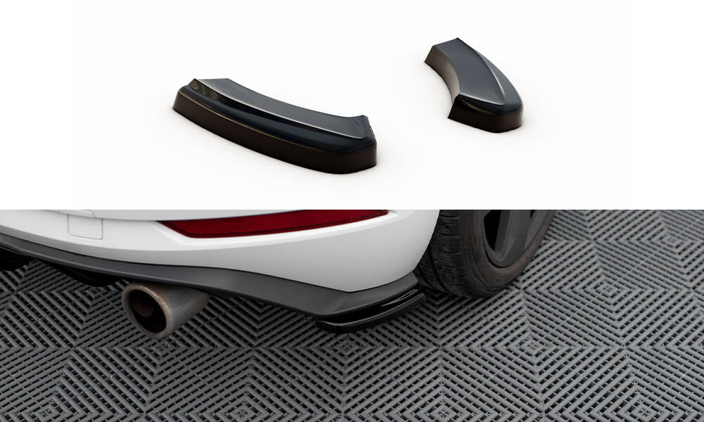Maxton Design Heck Ansatz Flaps Diffusor passend für VW GOLF 7 GTI FACELIFT schwarz Hochglanz