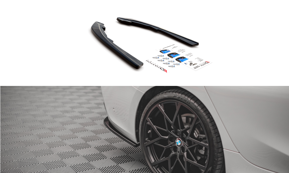 Maxton Design Heck Ansatz Flaps Diffusor passend für BMW 3er Limousine G20 schwarz Hochglanz