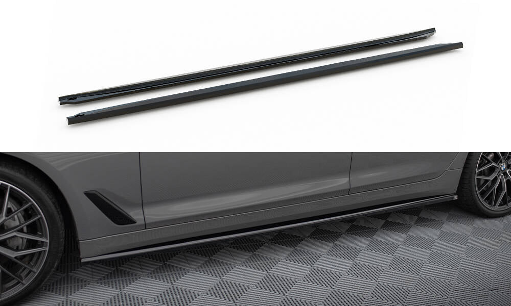Maxton Design Street+ Seitenschweller Leisten passend für BMW 5er G30 / G31 Facelift schwarz Hochglanz