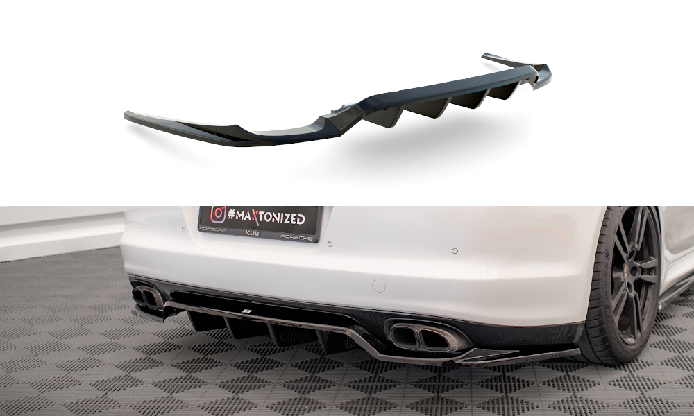Maxton Design Mittlerer Diffusor Heck Ansatz DTM Look für Porsche Panamera Turbo 970 schwarz matt