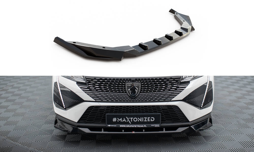 Maxton Design Street+ Spoilerlippe Front Ansatz passend für Peugeot 408 Mk1 schwarz Hochglanz