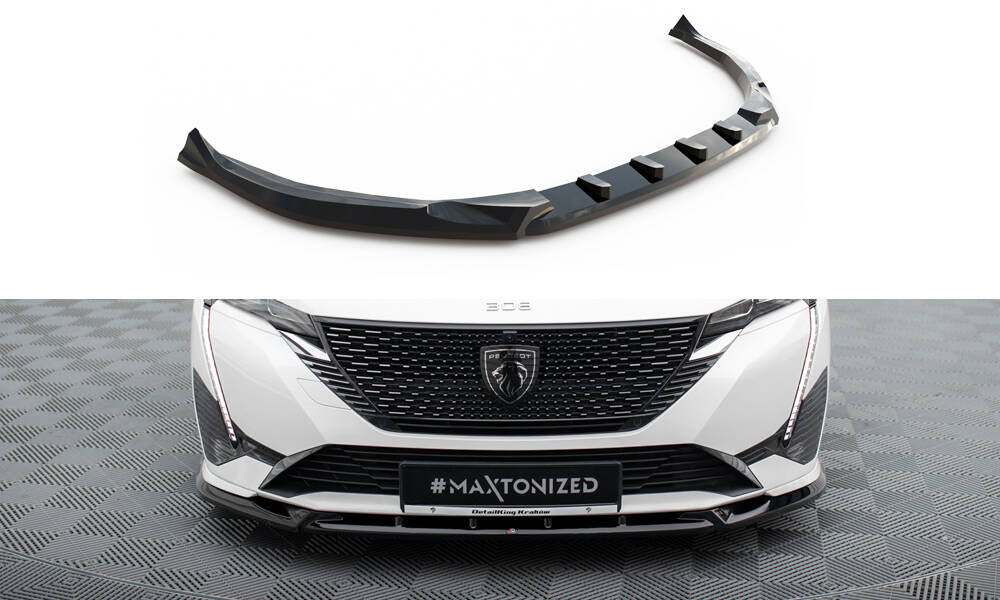 Maxton Design Street+ Spoilerlippe Front Ansatz passend für Peugeot 308 GT Mk3 schwarz Hochglanz