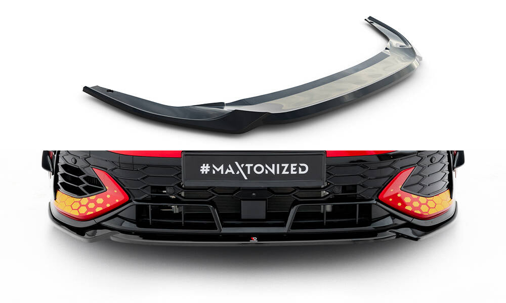 Maxton Design Street+ Spoilerlippe Front Ansatz V.4 passend für VW Golf GTI Clubsport Mk8 Facelift schwarz Hochglanz