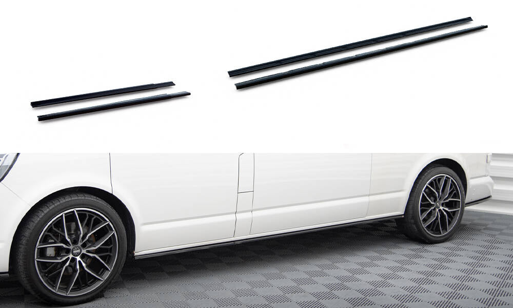Maxton Design Street+ Seitenschweller Leisten passend für VW T6.1 Long schwarz Hochglanz