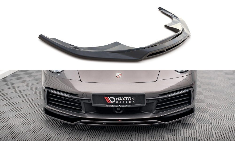 Maxton Design Street+ Spoilerlippe Front Ansatz passend für Porsche 911 Carrera 4S 992 schwarz Hochglanz