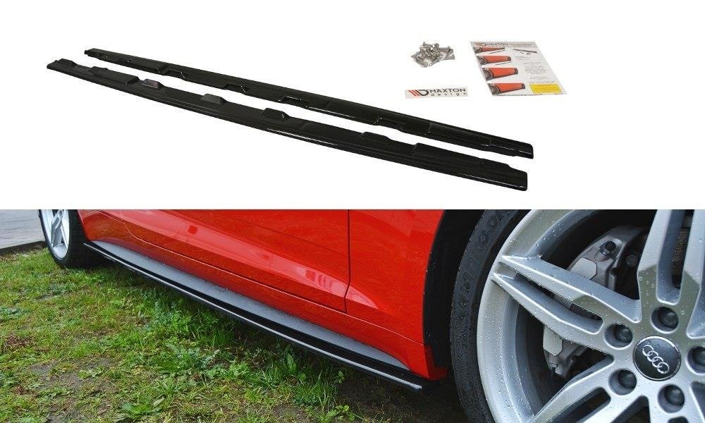 Maxton Design Street+ Seitenschweller Leisten passend für Audi S5 / A5 S-Line F5 Coupe schwarz Hochglanz