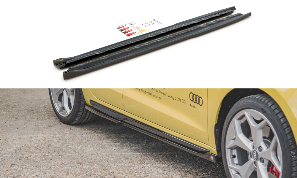 Maxton Design Street+ Seitenschweller Leisten passend für Audi A1 S-Line GB schwarz Hochglanz