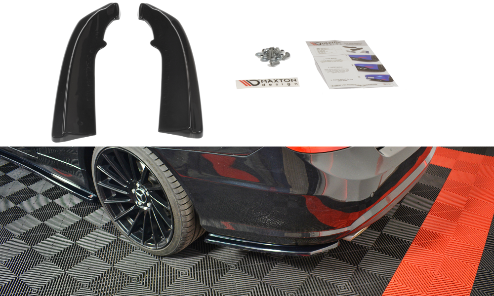 Maxton Design Splitter / Diffusor Heck Ansatz passend für Mercedes-Benz E-Klasse W207 Coupe AMG-Line schwarz Hochglanz