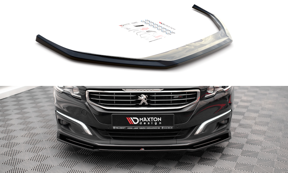 Maxton Design Street+ Spoilerlippe Front Ansatz V.2 passend für Peugeot 508 GT Mk1 Facelift schwarz Hochglanz
