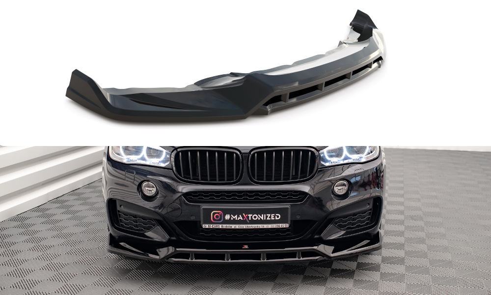Maxton Design Street+ Spoilerlippe Front Ansatz V.3 passend für BMW X6 M-Paket F16 schwarz Hochglanz