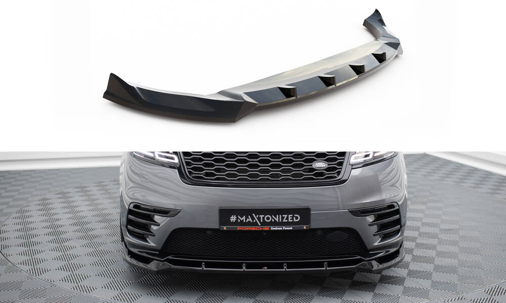 Maxton Design Street+ Spoilerlippe Front Ansatz passend für Land Rover Range Rover Velar R-Dynamic Mk1 schwarz Hochglanz