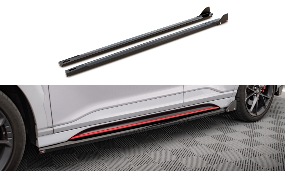 Maxton Design Street+ Seitenschweller Leisten passend für V.1 + Flaps passend für Hyundai Kona N Mk1