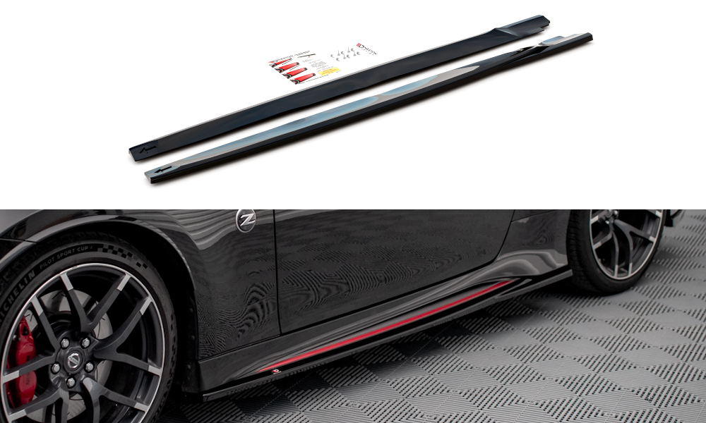 Maxton Design Street+ Seitenschweller Leisten V.2 passend für Nissan 370Z Nismo Facelift schwarz Hochglanz