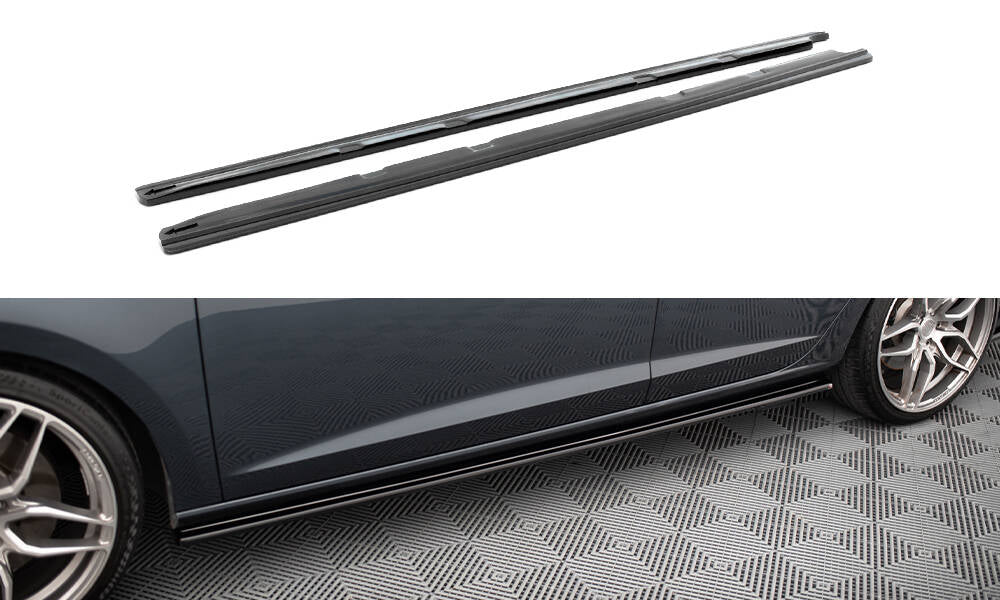 Maxton Design Street+ Seitenschweller Leisten passend für v.1 Seat Leon Mk3 Cupra/ FR Facelift schwarz Hochglanz