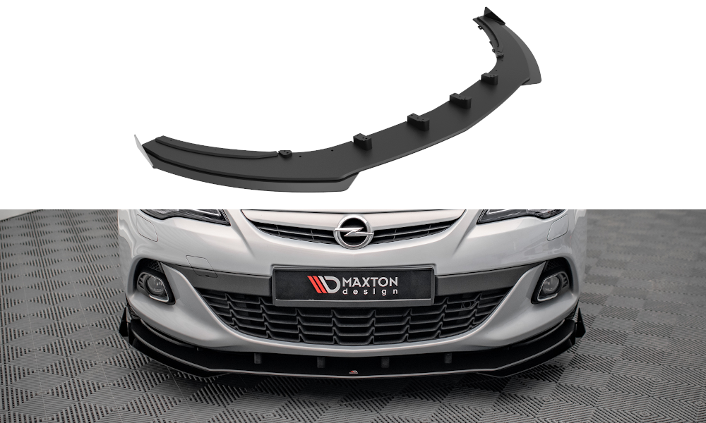 Maxton Design Street Pro Street+ Spoilerlippe Front Ansatz passend für + Flaps passend für V.1 + Flaps Opel Astra GTC OPC-Line J schwarz Hochglanz