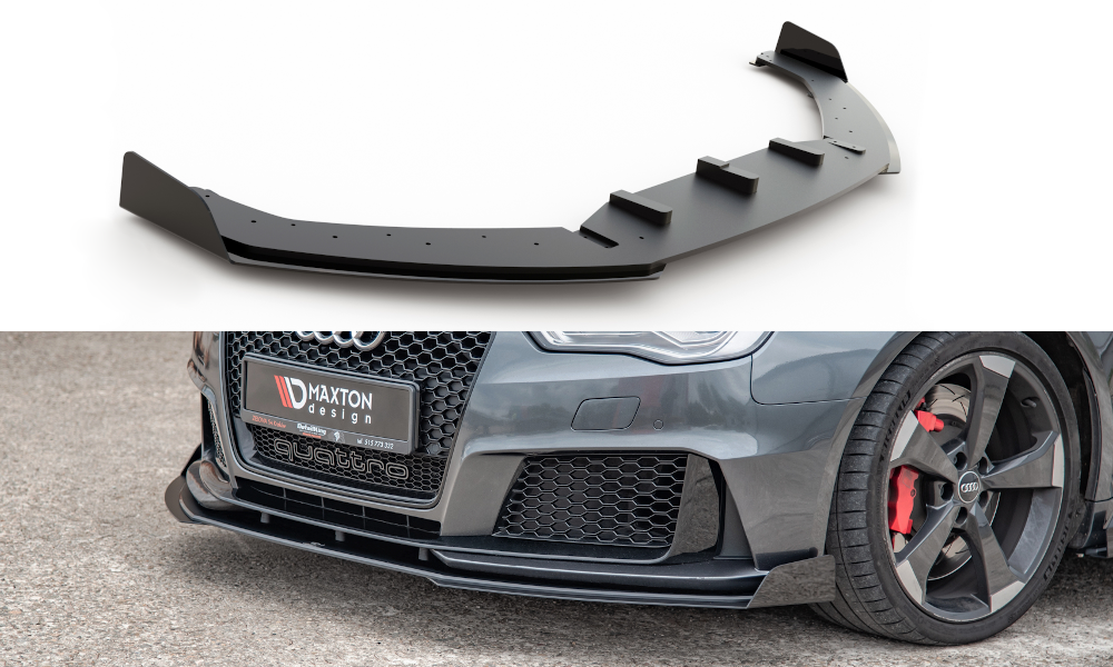 Maxton Design Street Pro Street+ Spoilerlippe Front Ansatz passend für + Flaps passend für Audi RS3 8V Sportback schwarz Hochglanz