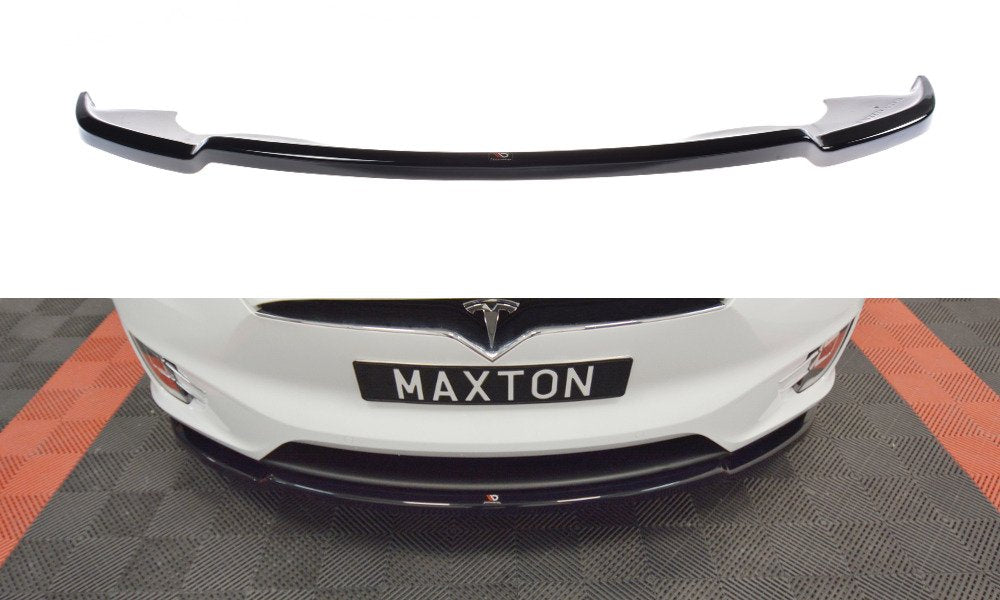 Maxton Design Street+ Spoilerlippe Front Ansatz V.1 passend für TESLA MODEL X schwarz Hochglanz