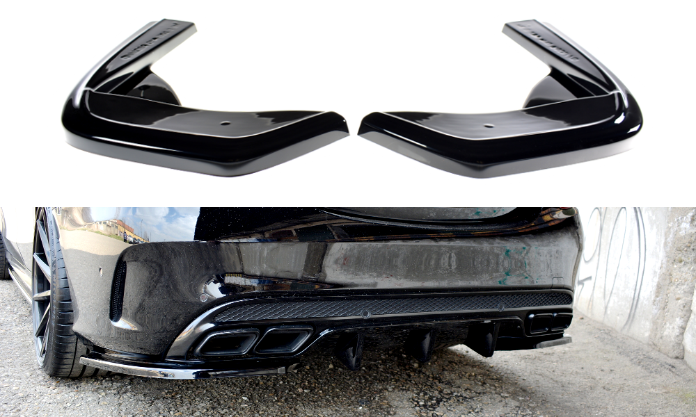 Maxton Design Heck Ansatz Flaps Diffusor passend für Mercedes-AMG C 43 Limousine W205 Facelift schwarz Hochglanz