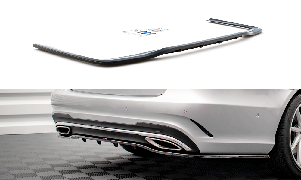 Maxton Design Street+ Mittlerer Diffusor RACE passend für Mercedes-Benz E AMG-Line Limousine W212 Facelift schwarz Hochglanz