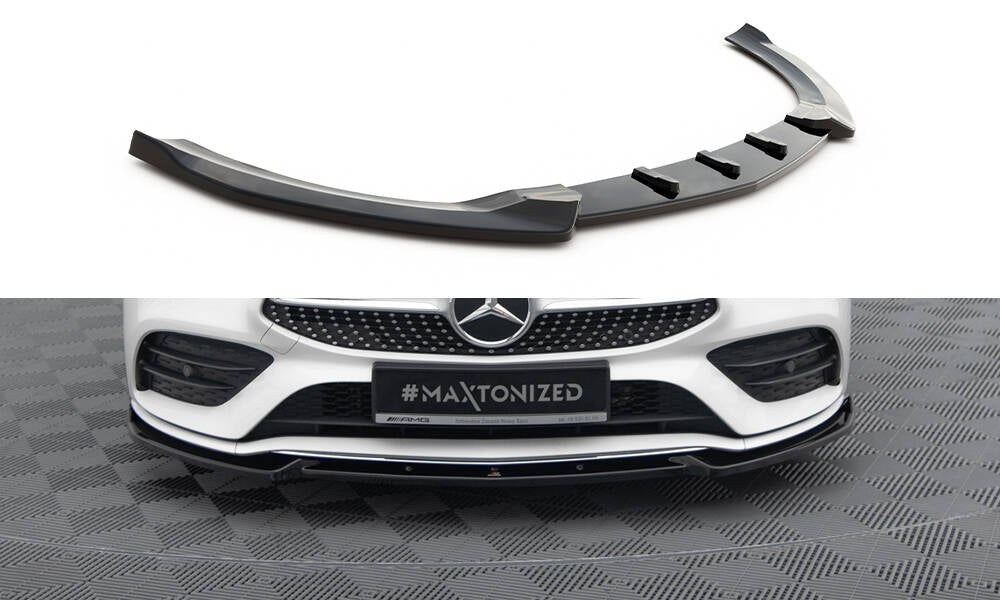 Maxton Design Street+ Spoilerlippe Front Ansatz V.2 passend für Mercedes-Benz CLA A35 AMG / AMG-Line C118 schwarz Hochglanz