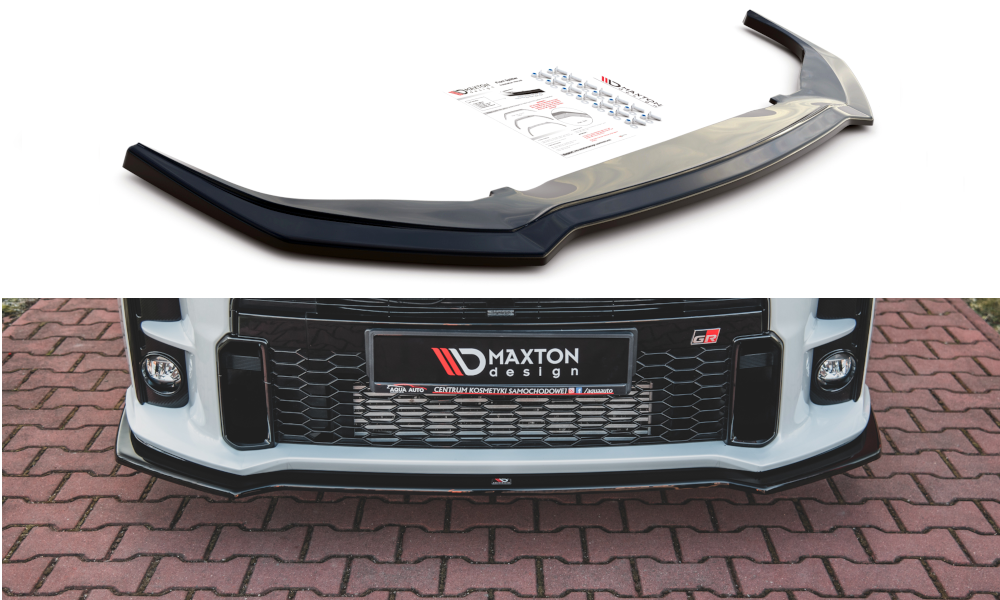 Maxton Design Street+ Spoilerlippe Front Ansatz V.1 passend für Toyota GR Yaris Mk4 schwarz Hochglanz