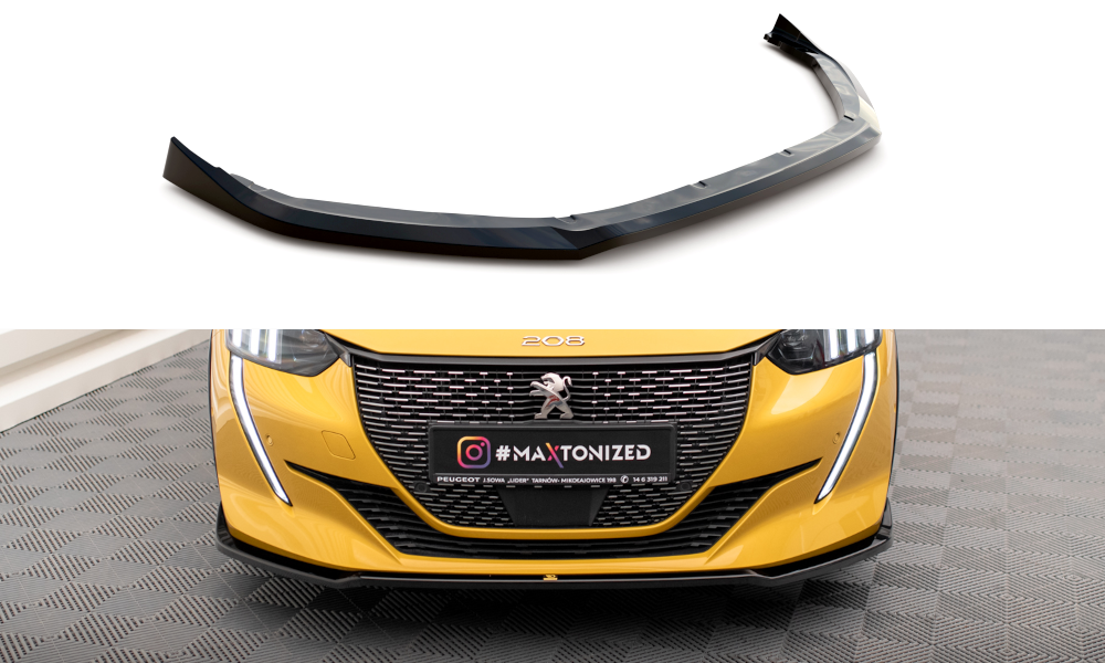 Maxton Design Street+ Spoilerlippe Front Ansatz V.2 passend für Peugeot 208 GT Mk2 schwarz Hochglanz