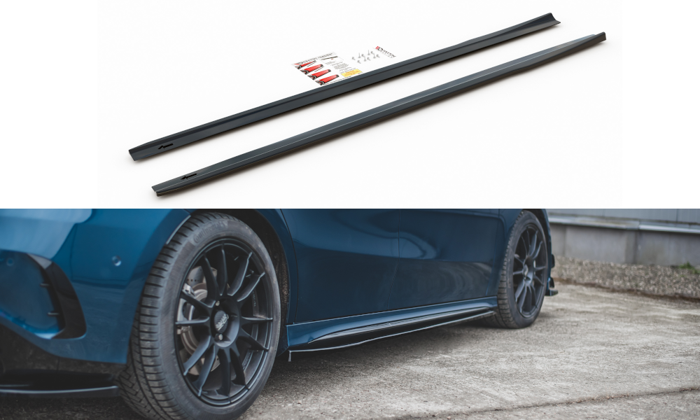 Maxton Design Street+ Seitenschweller Leisten passend für V.1 passend für Mercedes A35 AMG / AMG-Line W177 schwarz Hochglanz