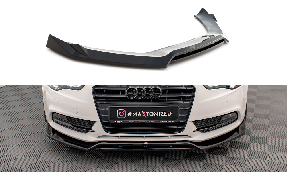 Maxton Design Street+ Spoilerlippe Front Ansatz V.2 passend für Audi A5 Coupe / Sportback 8T Facelift schwarz Hochglanz