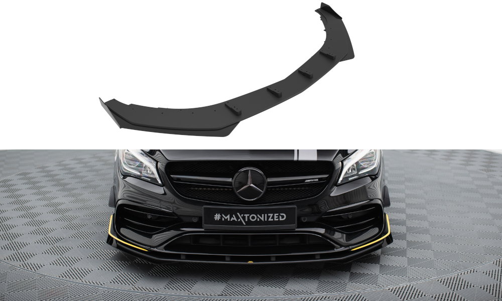Maxton Design Street Pro Street+ Spoilerlippe Front Ansatz + Flaps passend für Mercedes-AMG CLA 45 Aero C117 Facelift schwarz Hochglanz
