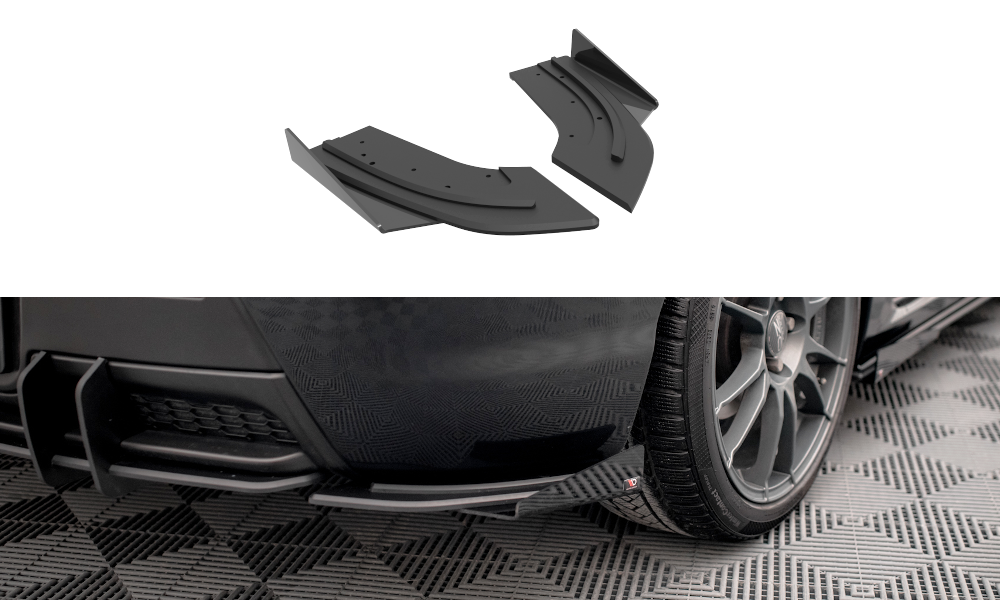 Maxton Design Street Pro Heck Ansatz Flaps Diffusor + Flaps passend für Mazda 3 MPS Mk1 US-Spec Version schwarz Hochglanz