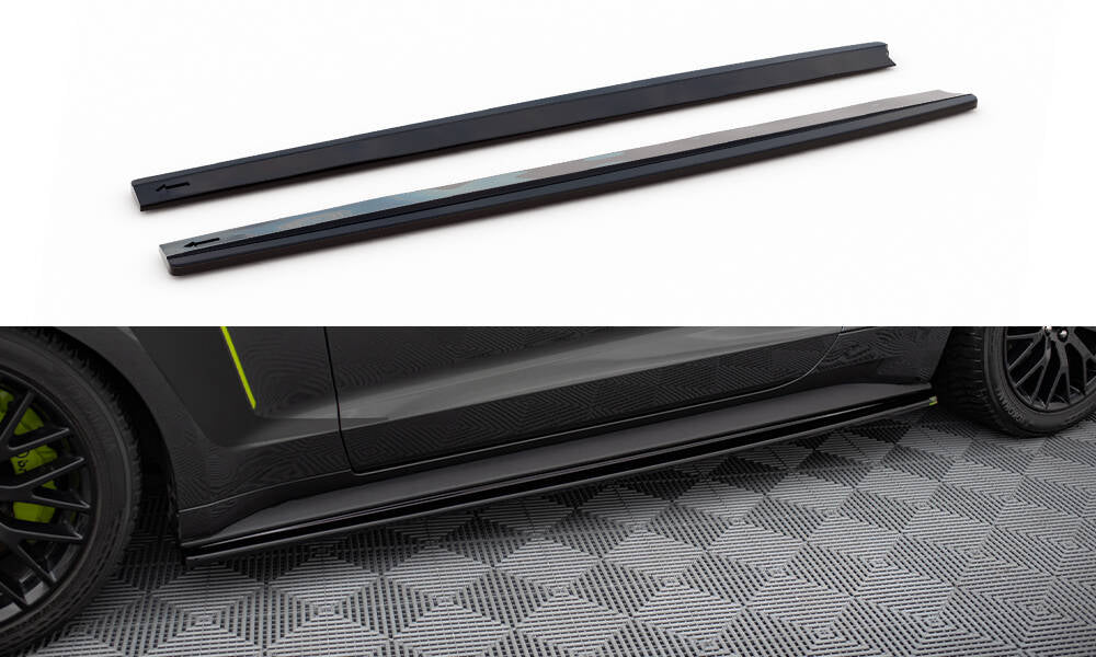 Maxton Design Street+ Seitenschweller Leisten passend für Ford Mustang GT Mk6 schwarz Hochglanz