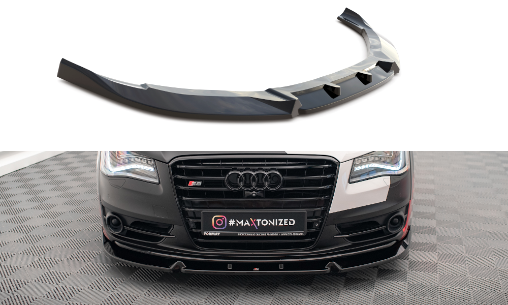 Maxton Design Street+ Spoilerlippe Front Ansatz V.2 passend für Audi S8 D4 schwarz Hochglanz