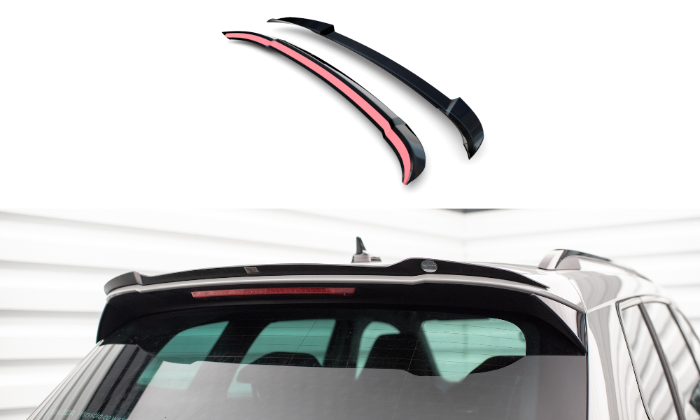 Maxton Design Spoiler CAP passend für Skoda Karoq Sportline Mk1 Facelift schwarz Hochglanz