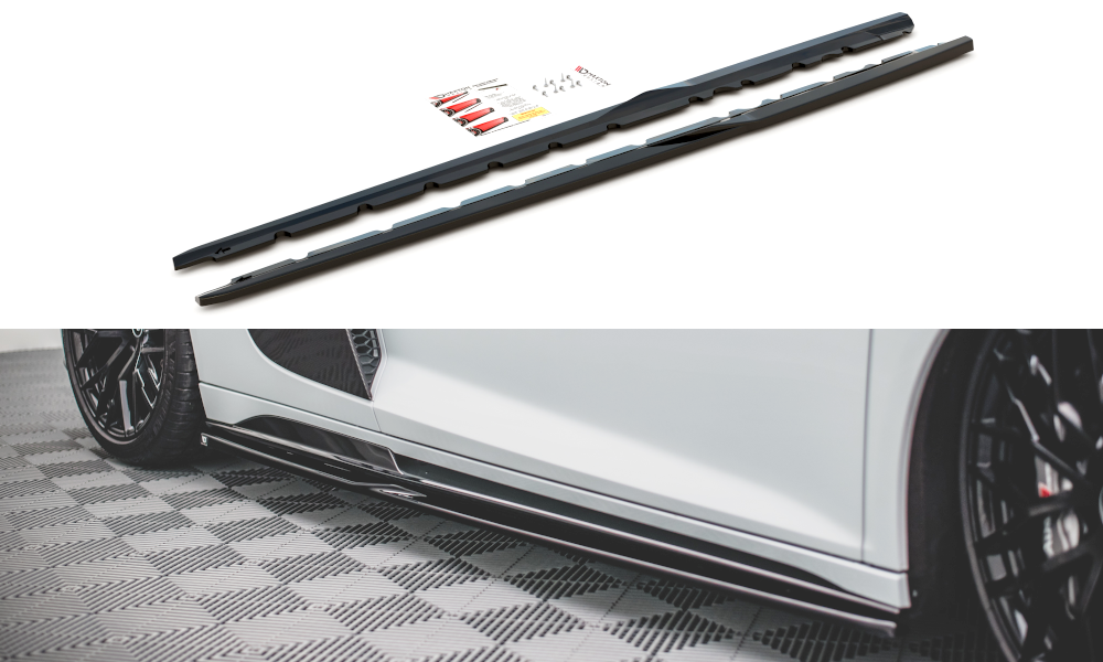 Maxton Design Street+ Seitenschweller Leisten passend für Audi R8 Mk2 Facelift schwarz Hochglanz