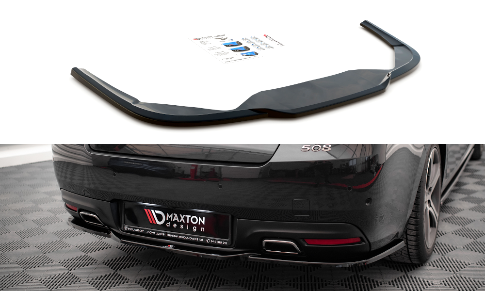 Maxton Design Mittlerer Diffusor Heck Ansatz für Peugeot 508 GT Mk1 Facelift schwarz matt
