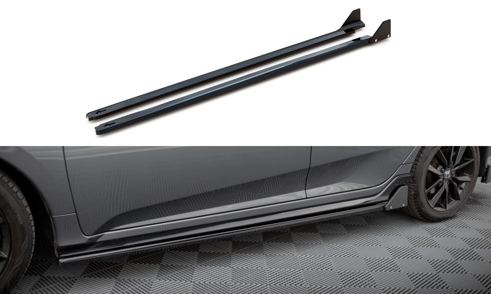 Maxton Design Street+ Seitenschweller Leisten + Flaps passend für Honda Civic Sport Mk 10