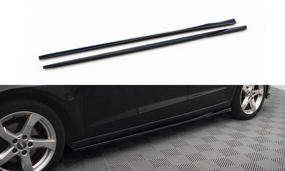 Maxton Design Street+ Seitenschweller Leisten passend für Audi A3 Sportback 8V Facelift schwarz Hochglanz